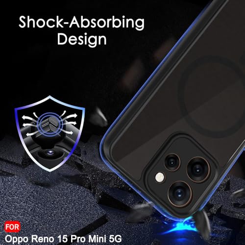Image of TheGiftKart Hybrid Shockproof Back Cover Case for Oppo Reno 15 Pro Mini 5G | Hard Back Case Cover for Oppo Reno15 Pro Mini 5G (PC & TPU, MagSafe Compatible, Translucent Smoke Matte Back, Black Sides)