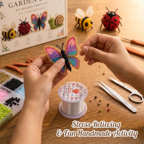 Image of PATPAT 3D Seed Beads Kit for Butterfly Animals Making with Bead, Charms and Instructions Tools Kit, Small Beads for Kids Activity for Embroidery, Art & Craft Projects, Home Decoration