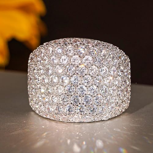 Bright Cubic Zirconia Wide Rings for Women Sparkling Attractive Wedding Bridal Jewelry3