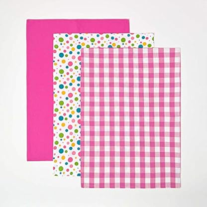 Homescapes 3-TLG. Geschirrtücher-Set ‚Bunte Punkte‘, 3 saugfähige Geschirrhandtücher aus 100% Baumwolle, Bunte Küchentücher – Bild 3