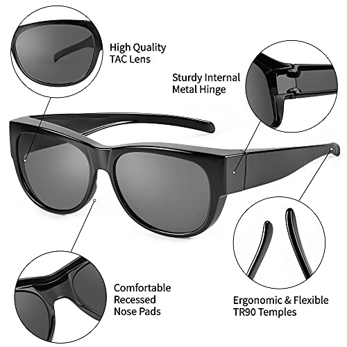 URUMQI Polarized Sunglasses Fit Over Glasses for Women, Trendy Cat Eye Sunglasses UV400 Protection Lens Flexible TR90 Frame 5