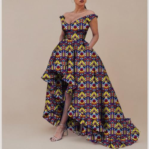 Image of iooiooi African Dresses for Women Party Robe Plus Size Print Dashiki Dinner Dress