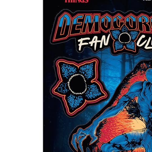 Image of Stranger Things Demogorgon Fan Club Adhesive Vinyl Decals - Retro Stranger Things Stickers for Fans, 1 Pack (3 Count)