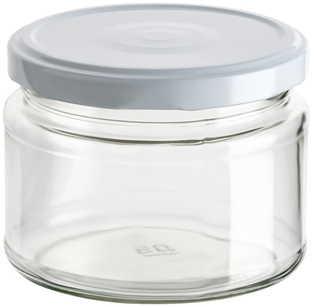 Gouveo Lot De 24 Bocaux De Conservation Ronds 350 Ml Avec Couvercle à