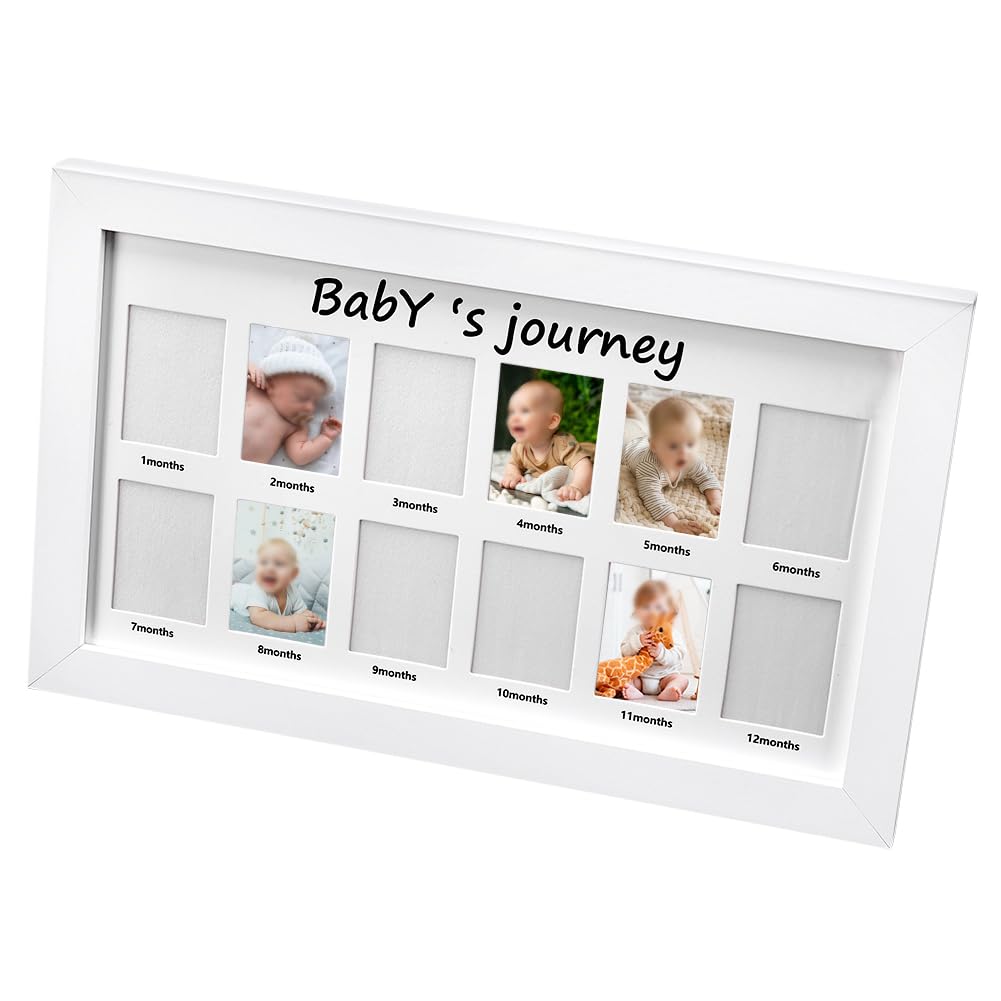 UNICRAFTALE My First Anno Baby Cornice per 12 Mesi Neonati Primi Dodici Mesi Camera dei Bambini Foto Collage 1° Compleanno Festa della Mamma Regalo E Foto Promemoria 33.6x20cm