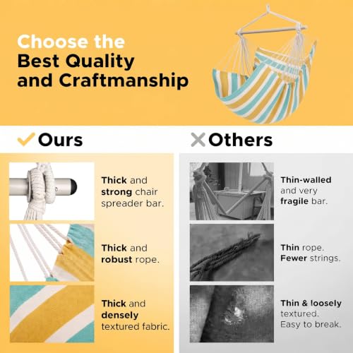 Image of ADVOKAIR Hammock Chair Swing, Heavy-Duty Hanging Rope Swing Seat Supports 500 Lbs, Ideal for Outdoor Patio, Backyard, Porch, Deck & Indoor Bedroom Use