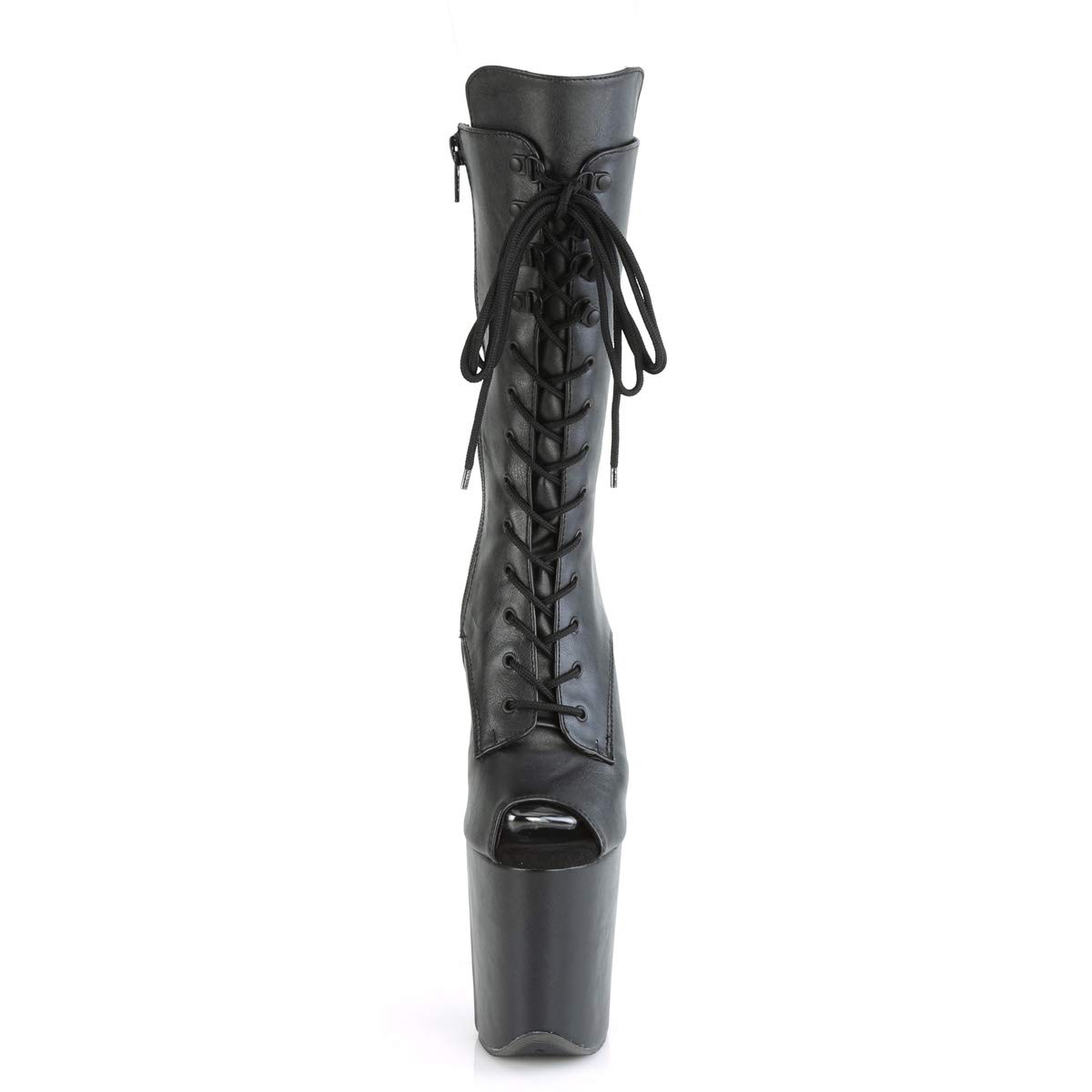 Pleaser Flamingo-1051WR Botín con plataforma de tacones altos piel sintética negro