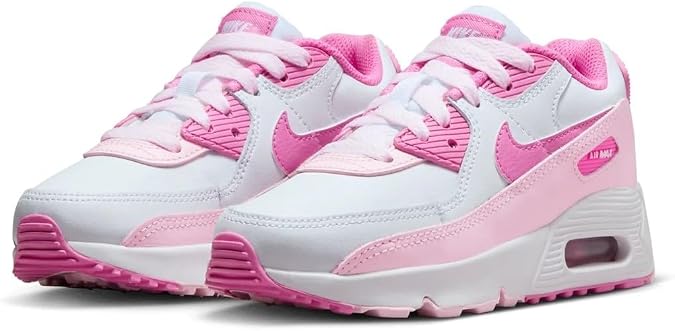 Nike Air Max 90 Little Kids' Shoes (FZ3558-100, White/Pink Foam/Playful Pink)