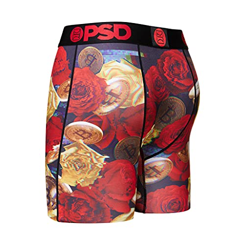 PSD Men's Bitcoin Roses Boxer Briefs, Multi, L3