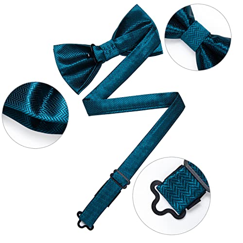 Image of DiBanGu Pre-Tied Bow Ties for Men Silk Adjustable Tuxedo Bowties Pocket Square Cufflinks Set with Lapel Pin Jacquard Woven