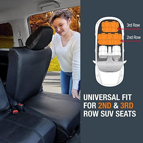Leadpro SUV Rear Bench Seat Cover for 2nd or 3rd Row Split Folding Back Seats, Fits 60/40 or 40/60 Split Bench Seats or 50/50 Rear Third Row Backseat, Universal, Easy to Clean, Black Faux Leather 2 Leadpro SUV Rear Bench Seat Cover for 2nd or 3rd Row Split Folding Back Seats, Fits 60/40 or 40/60 Split Bench Seats or 50/50 Rear Third Row Backseat, Universal, Easy to Clean, Black Faux Leather