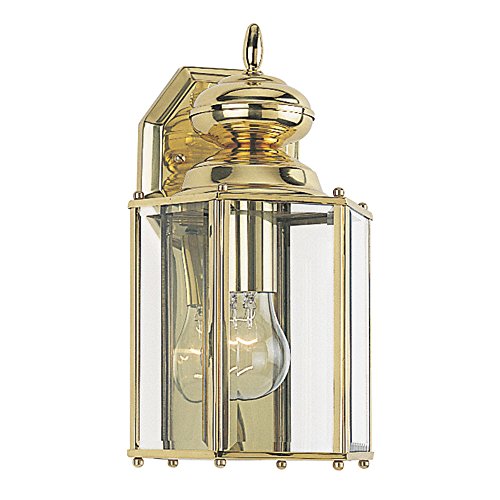 Flash Deals - 40% OFF Sea Gull Lighting 8509-02 Classico One-Light Outdoor Wall Lantern With Clear Beveled Glass Panels, Polished Brass Finish