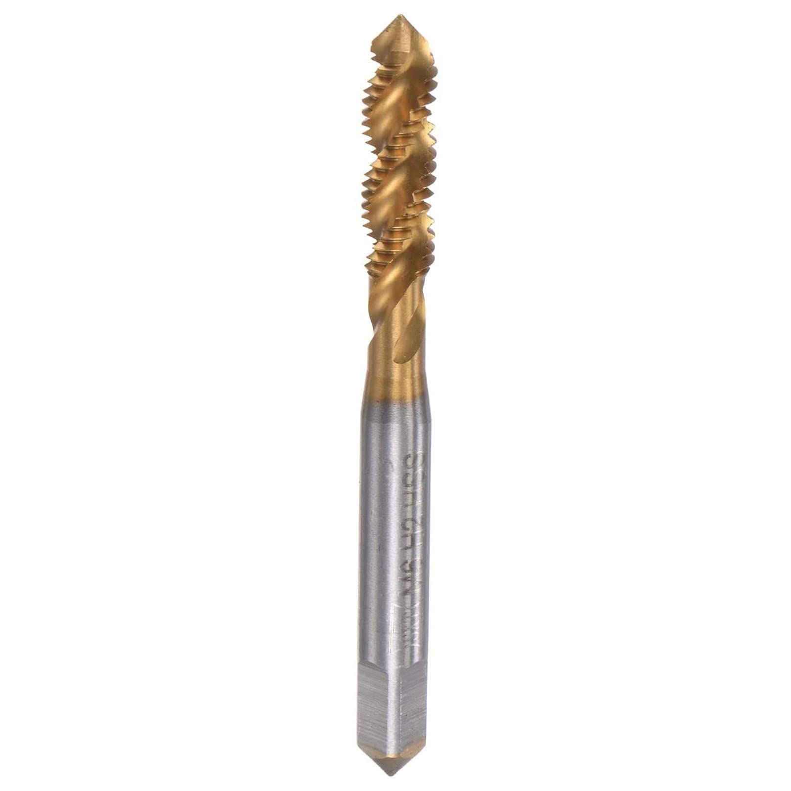 Ta-Vigor Spiral Flute Thread Tap(Gold） Spiral Flute Tap M6, Metric Machine Threading Tap H2 Tolerance Titanium Plated Thread Screw Tap Hss 6542 Tapping Tool