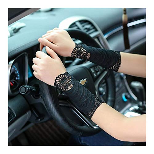 YUNGYE Été Mesdames Dentelle Manchettes Femmes Manchette Courte Poignet Scar Gants Couvert Au Volant De Manches Courtes Fingerless (Color : Black, Size : One Size)