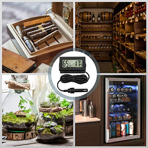 Thlevel Mini LCD Digital Thermometer Hygrometer Temperatur Luftfeuchtigkeit Tester mit externem Sensor für Kühlschrank Gefrierschrank 3 Stücke