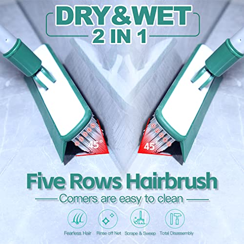 Broom - Mulitfunctional Squeegee Silicone Broom, Pet Hair Wiper, Magic Broom For Indoor Cleaning, Dust, Hair, Pet Hair Liquid For Kitchen, Living Room, Bathroom (Broom Brush Set, Green) #TOP4