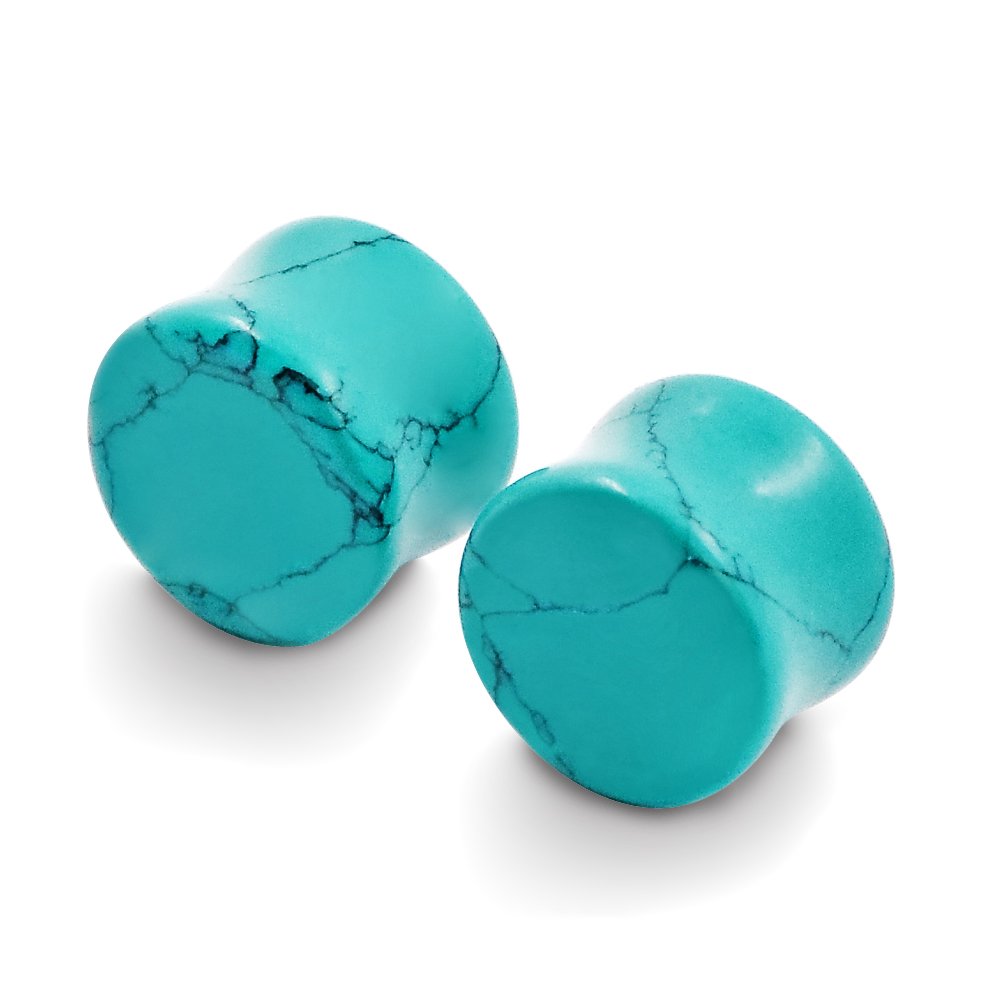 D&Min Jewelry, set di 12 pezzi di pietre naturali, tappi per piercing all’orecchio, estensori, Flesch Tunnel. Calibro: 2 g (5/8”)