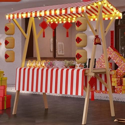 Stand de vente de hot-dogs et glaces avec chariot de marché en bois