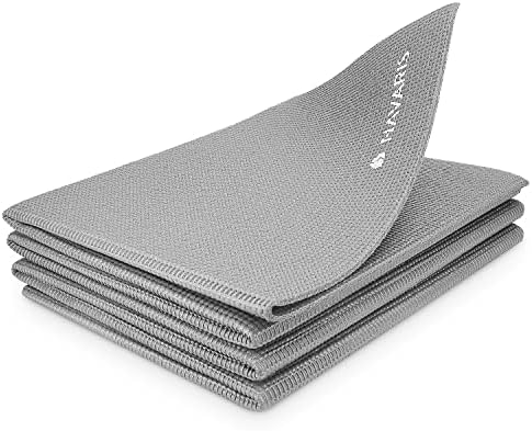 Navaris Foldable Yoga Mat for Travel - 4mm Thick Exercise Mat for Yoga, Pilates, Workout, Gym, Fitness - Non-Slip Folding Portable Outdoor Camping Mat