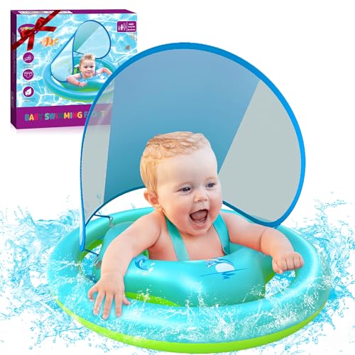 Image of Z1ZZ Swimming Baby Pool-Float Toys: Best Inflatable Baby FloatToys with Sun Protection Canopy for Toddler Age 6-18 Months 1 2 Years Old Kids Swimming Learning Activity