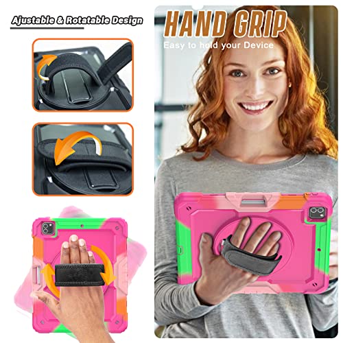 Herize Ipad 12.9 Case 2022 With Screen Protector Pen Holder Swivel Stand Shoulder Strap | Full Body High Impact Resistant Kidsproof Drop Protection Rubber Case For Ipad Pro 12.9 6Th/5Th/4Th Gen #TOP3