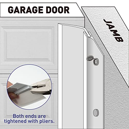 Fosluoc Garage Door Seal Top And Sides 16Ft White Rubber And Aluminum Alloy Soft And Hard Composite Weather Stripping Replacement, Weatherproofing Universal Sealing Professional. #TOP5