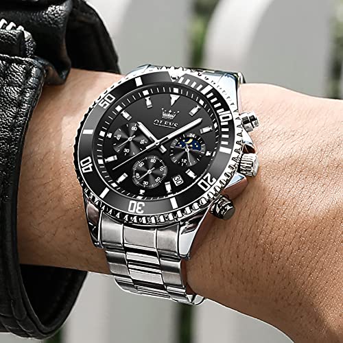 OLEVS Watches for Men Waterproof Luxury Analog Mens Watches Stainless Steel Business Fashion Mens Watch Big Face Dress Watches for Men Watch with Date(Blue/Black/Green/Gold Dial) - Image 3