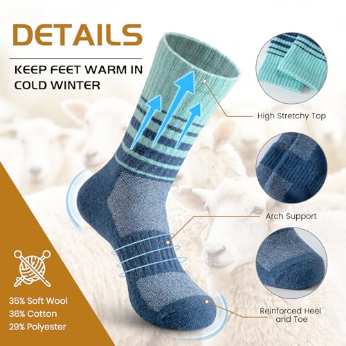 Clothirily Merino Wool Socks for Women, Winter Thick Warm Boot Hiking Socks - image 3
