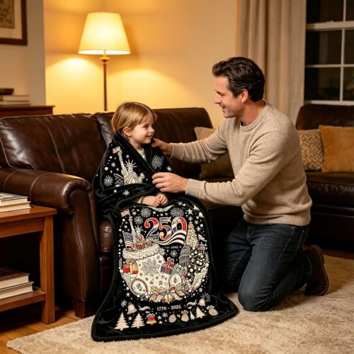 50x59 Inch DIY Throw 250th Anniversary Christmas Coloring Blanket for Adult (Black3) - image 4