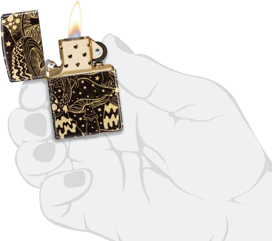 Zippo Mushroom Drift Design 540 Tumbled Brass Pocket Lighter