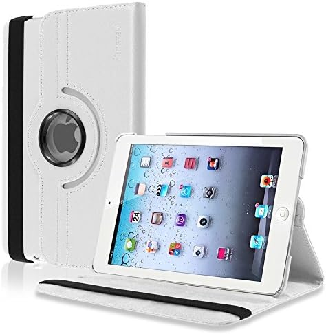 Insten 360-Degree Swivel Leather Case for Apple iPad mini, White (PAPPIPDMLC30)