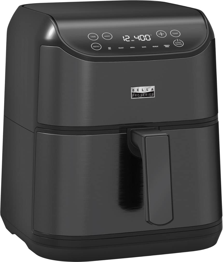 Bella Pro Series 6qt Digital Air Fryer with Stainless Finish Black Stainless Steel