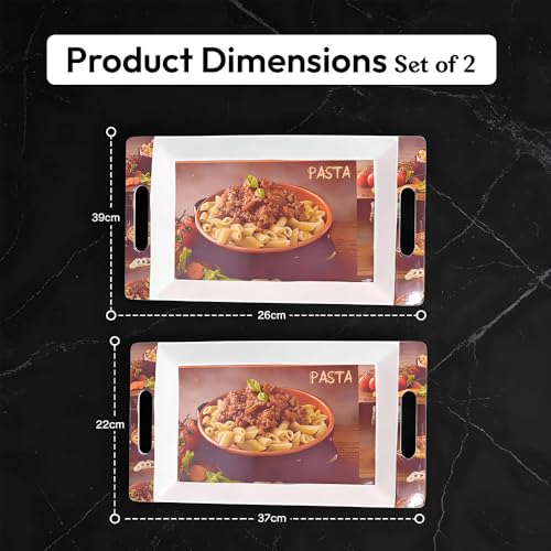 Image of U.P.C Tray Set for Serving Snacks, Multi-Use Nashta Plate & Kitchen's Tea Tray, Perfect Tray Sets for Hosting Guests at Home, Serving Tray Set of 2, Trays for Kitchen. (ROY31)