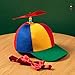 Propeller Top Hat Rainbow Nerd Silly Twirly Cap Helicopter Hat with Spinner and Adjustable Bowtie for Costumes(Red,2 Pieces)