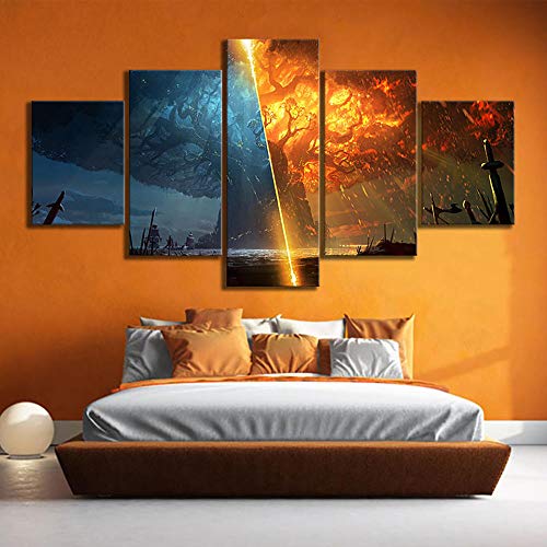 HNBDH Impressions sur Toile 5 Pièce Burning World of Warcraft Bataille pour Azeroth Jeu Posters Toile Peinture Mur Art Décor À La Maison No Frame (Size B)