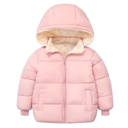 Kids Winter Coat (Size 5/6) Outerwear Jacket Dubble Coat Clothes; 5 to 6 Years Pink Fleece Puffer Hooded Thick Hoodie