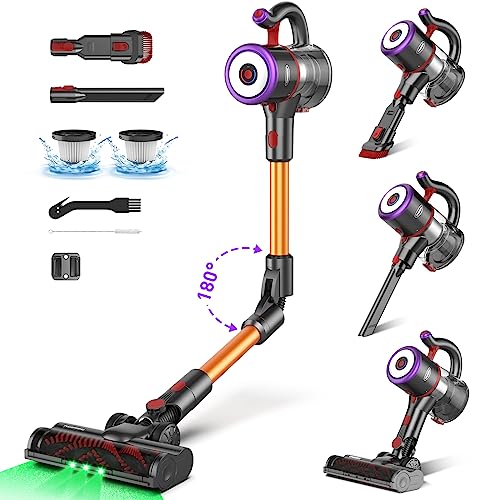 ONSEEN Aspirapolvere Senza Fili, 450W 30KPa Scopa Elettrica Senza Fili Potente, 7 in 1 Leggero Aspirapolvere Autonomia 50 Minuti, 180°Pieghevole Tubo, M81