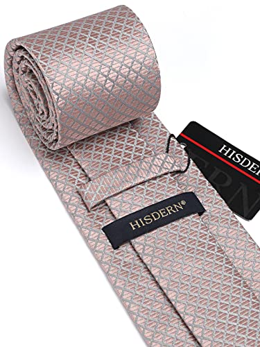Image of HISDERN Ties for Men Formal Business Plaid Checked Mens Ties and Pocket Square Set Classic Wedding Necktie Handkerchief