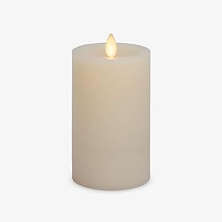 Flameless LED Battery Operated Flickering Pillar Candles - Pearl Ivory - Pack of 1-3x5.5 - Realistic Moving Flame Real Wax Indoor/Outdoor