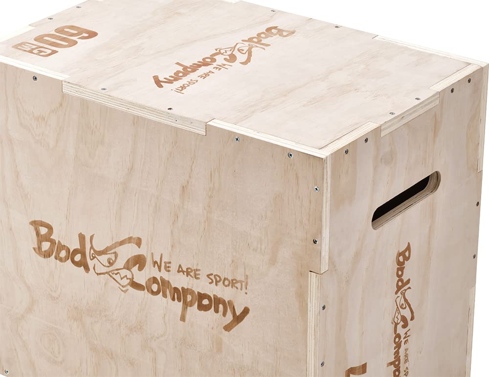 Bad Company Caja de salto I Plyo-Box 60 x 50 x 40 cm de madera para montar con una carga máxima de hasta 180 kg