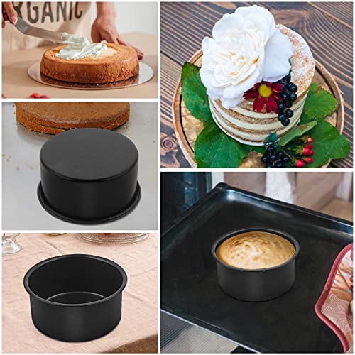 Herogo 4 Inch Small Round Cake Pan Set Of 3, Stainless Steel Black Nonstick Smash Cake Pans For Mini Cake Pizza Quiche, Non Toxic & Healthy, Easy Clean & Easy Release #TOP7