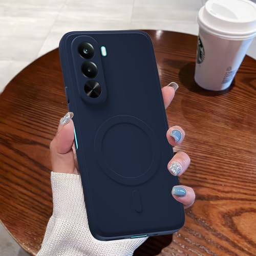 Image of Pikkme Back Cover for Realme P4x 5G Soft Matte Silicone Mag-Safe Design (Mag-Safe Not Support) Camera Protection | Slim Fit Bumper Cover (Blue)