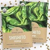Sweet Yards Seed Co. Organic Shishito Pepper Seeds - Two Seed Packets - Approx 50 Open Pollinated Non-GMO Seeds