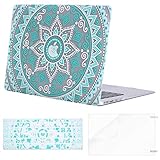 MOSISO MacBook Air 13 inch Case(A1369 A1466, Older Version 2010-2017 Release),Plastic Flower Pattern Hard Shell&Keyboard Cover&Screen Protector Only Compatible with MacBook Air 13, Hot Blue Mandala