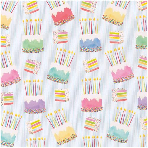 Caspari Birthday Cake Gift Wrap - 1 Roll of Wrapping Paper