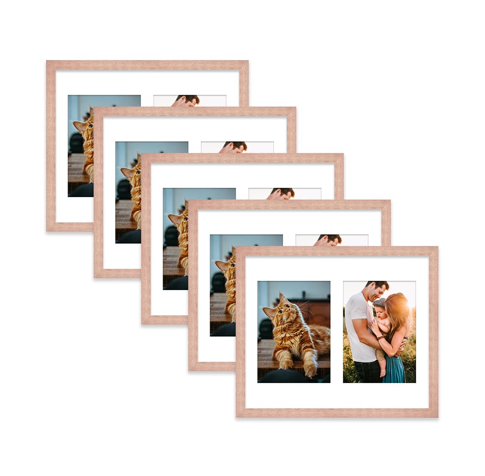 Bronze Multi Photo Frame - Holds 2 x 7x5 Pictures, Family Collage Picture Frame for Wall Display, 12x10 Frame size, Set of 5