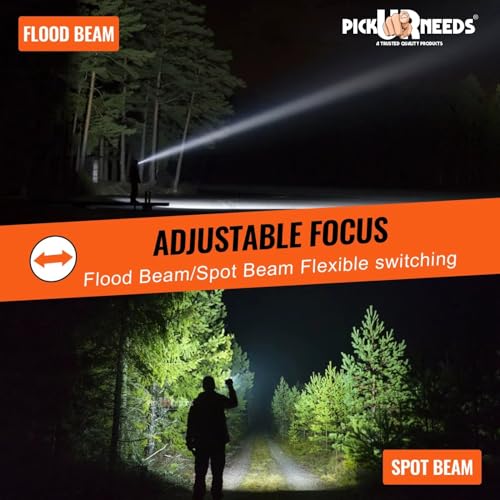 Image of Pick Ur Needs 150w High Power Rechargeable LED Flashlight Torch Zoomable Focus 5 Lighting Modes Type-C Fast Charging Long-Range Torch 4000mAH Battery for Outdoor, Camping & Emergency (Dark Black)