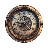 BONDIJ Steampunk Clock Print Drink Coasters Set of 4 Waterproof Leather Coasters One Size Mugs Mat Heat-Resistant Drinks Coffee Decorative Coaster for Home Office, Round Shape