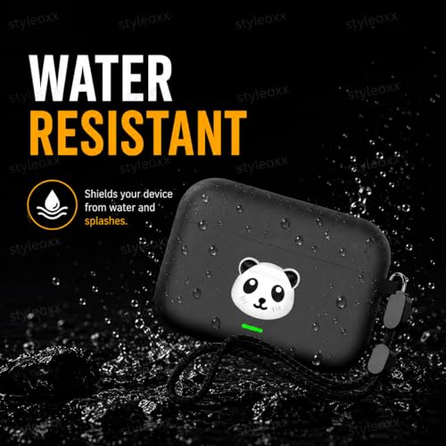 Image of Anvique Silicone Case Cover for Realme Buds T500 Pro, Shockproof Protective Earbuds Cover with Keychain Hook, Anti-Scratch Soft Silicone Skin, Full Body Protection Case (Panda Lanyard)