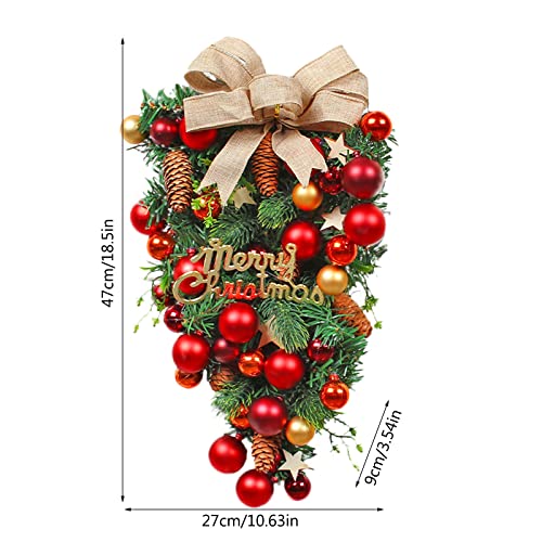 FLXHSA Dekoracje świąteczne Halloween Wieniec wiedźmy Oferta świąteczna Gałęzie Czerwone jagody Szyszki czerwone motyle Podwiązanie Dekoracyjny wieniec Słoneczny Powe Wieniec bożonarodzeniowy (kolor,